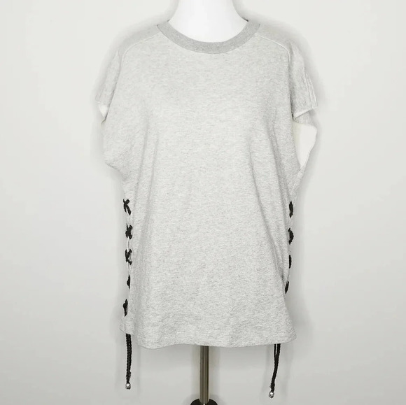 NWT Black Orchid Gray Sleeveless Lace Up Detail Sweatshirt S - Picture 6 of 6